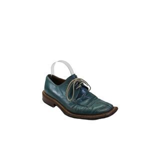 J. Primrose Mens Dark Teal Leather Lace Up Square Toe Oxford Shoes Size 10